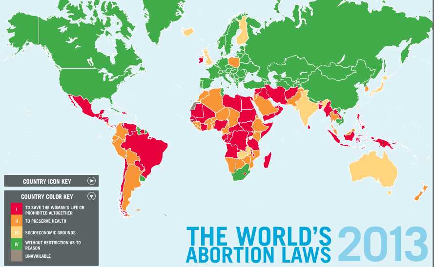 Abortion laws 2013, Center for reproductive rights.