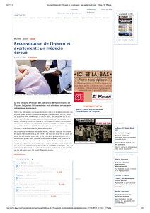 15-6-2013 Reconstitution de l’hymen et avortement _ un médecin écroué - Oran - El Watan.pdf