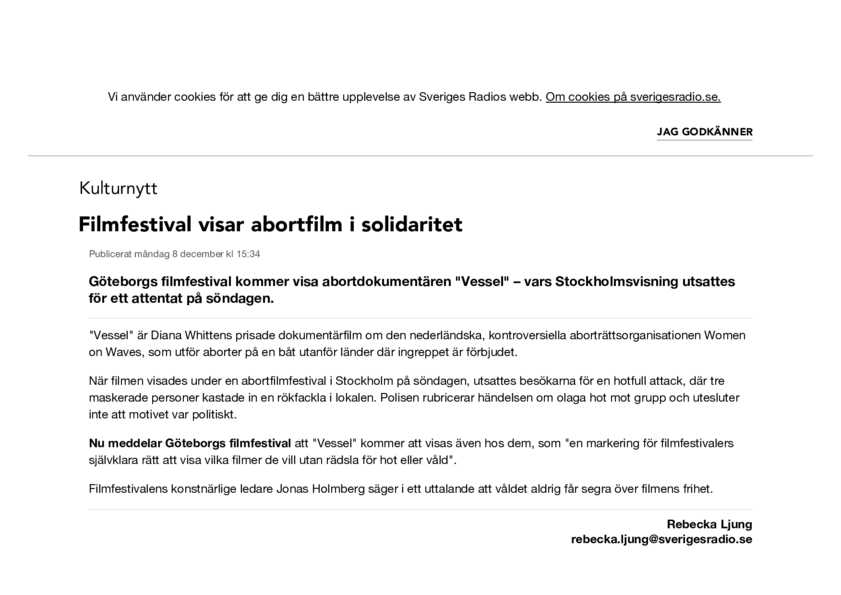 Report In Sveriges Radio Women On Waves