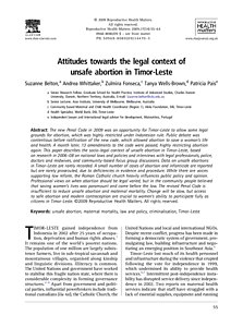 Attitudes toward the legal context of unsafe abortion in Timor-Leste