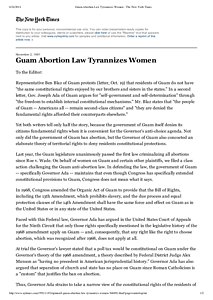 Guam Abortion Law Tyrannizes Women