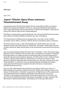 Aspen’s Wheeler Opera House announces MountainSummit lineup