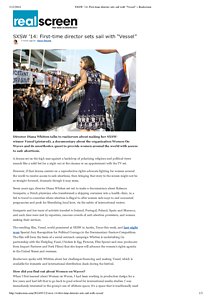 SXSW ’14_ First-time director sets sail with “Vessel” » Realscreen