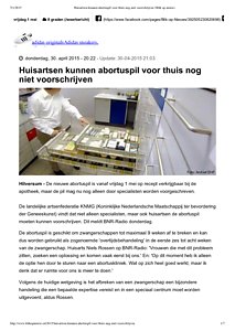 Huisartsen kunnen abortuspil voor thuis