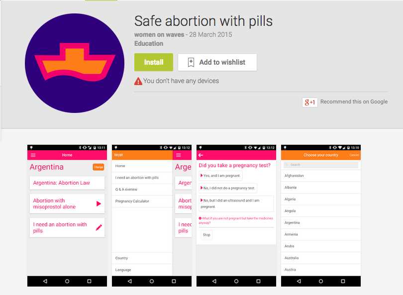 Screenshot Abortion App