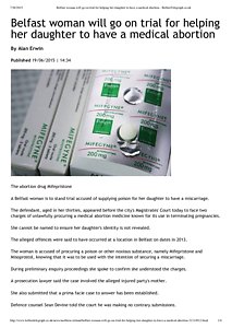 Belfast woman will go on trial for helping her daughter to have a medical abortion