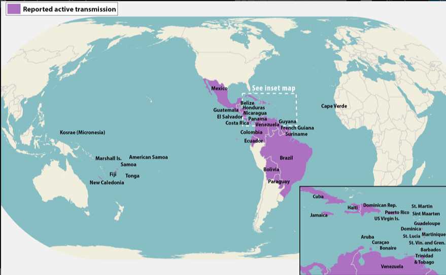 Countries affected by zika cc