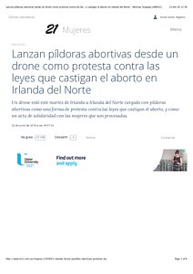 Lanzan píldoras abortivas desde un drone como protesta contra las leyes que castigan el aborto en Irlanda del Norte - Noticias Uruguay LARED21.pdf