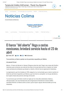 colima El barco “del aborto” llega a costas mexicanas