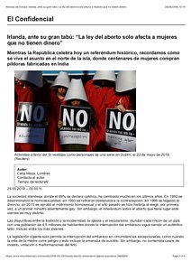 Noticias de Europa: Irlanda, ante su gran tabú: La ley del aborto solo afecta a mujeres que no tienen dinero.pdf