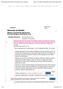 Police pull abortion pill robots from Belfast streets, as pressure mounts on Northern Ireland to rethink ban: The robots were being controlled remotely from the Netherlands in an attempt to circumvent Northern Ireland law. : autotldr.pdf