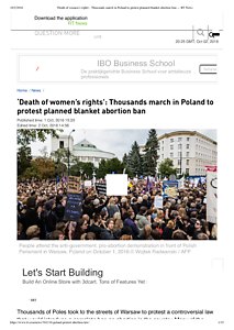 ‘Death of women’s rights’_ Thousands march in Poland to protest planned blanket abortion ban — RT News 2016.pdf