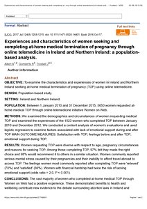 Experiences and characteristics of women seeking and completing at-home medical termination of pregnancy through online telemedicine in Ireland and... - PubMed - NCBI.pdf