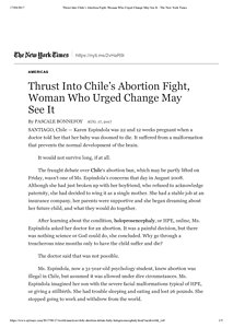 Thrust Into Chile’s Abortion Fight, Woman Who Urged Change May See It - The New York Times.pdf