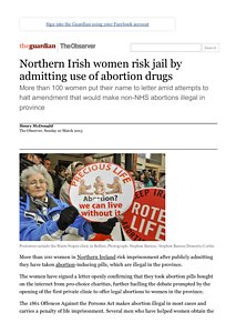 Northern Irish women risk jail by admitting use of abortion drugs _ World news _ The Observer.pdf