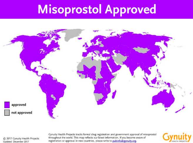 Misoprostol, abortion pill map